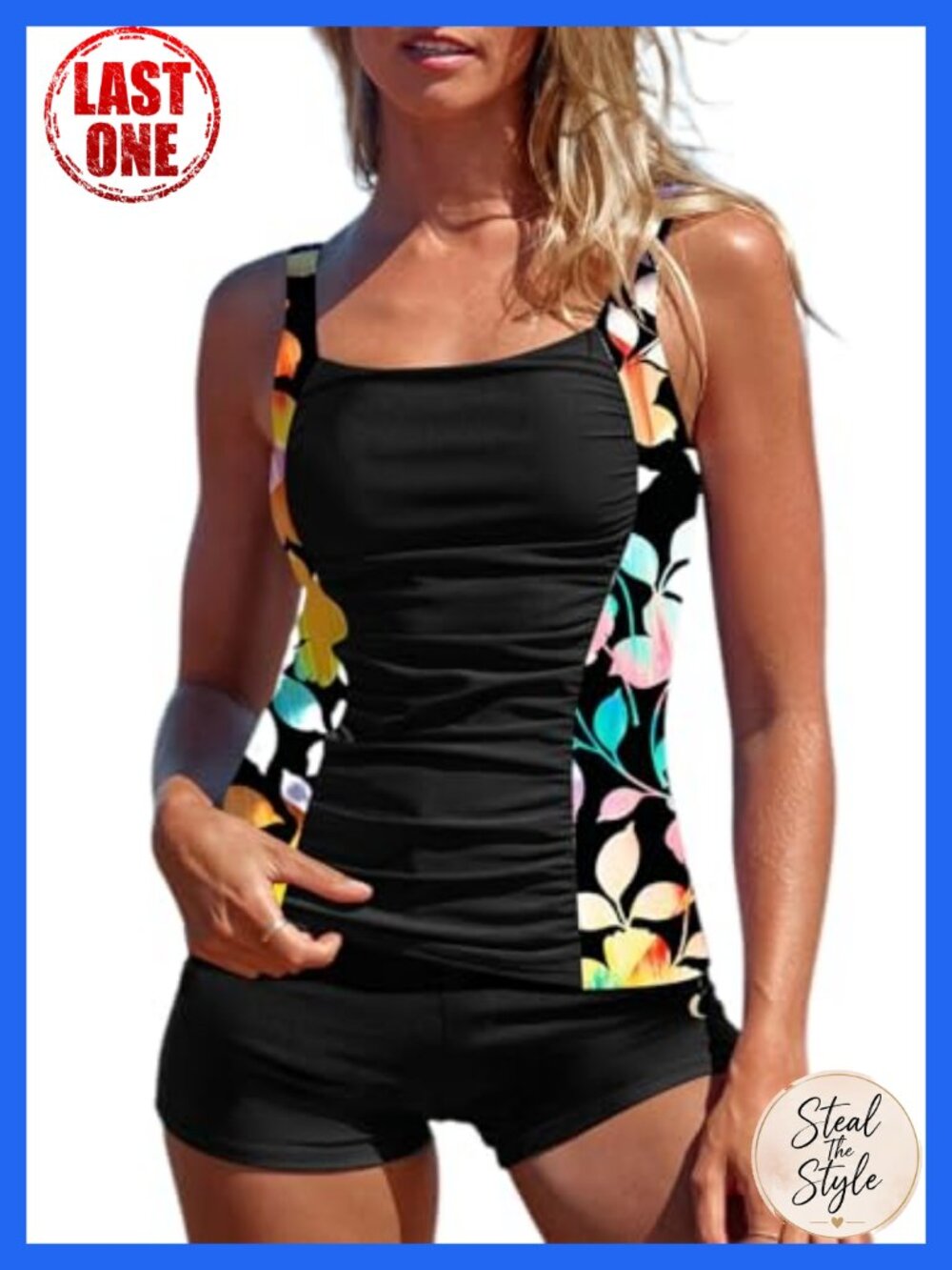 Plus Size Tankini Swim Set with Ruched Top & Shorts